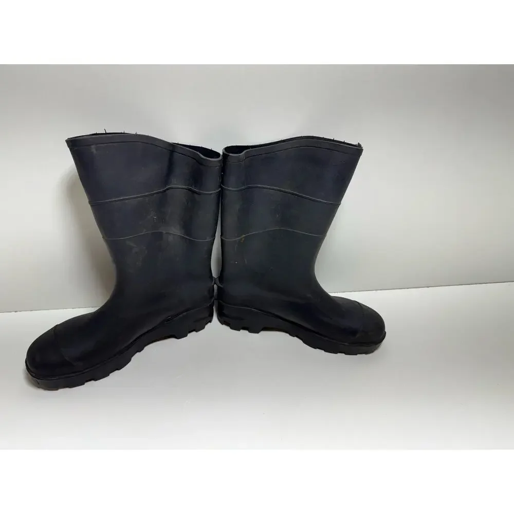 Black Rubber Waterproof Work Mud Boots Rain Farm Made In USA Men’s 8 Women’s 10